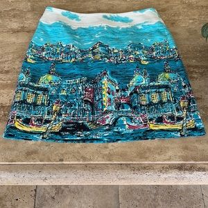 Talbots Venice Canal Landscape Skirt Italian Vacation Size 4P. Sketch Travel